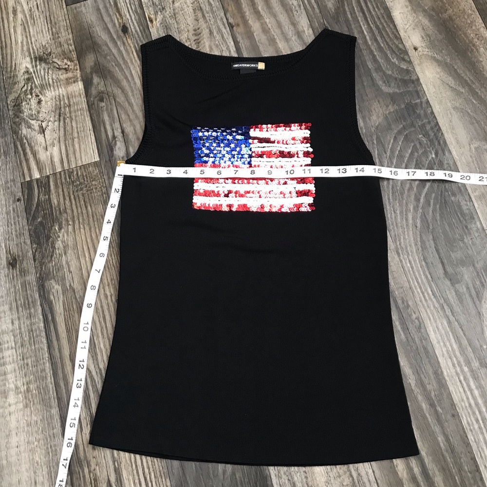 Sweaterworks Sequin American Flag Shirt -L - Picture 8 of 8